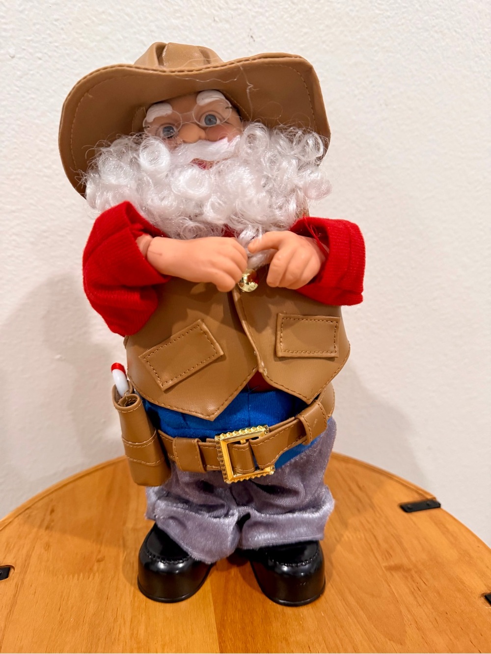 Vintage Christmas Cowboy Santa Musical Animated Dancing